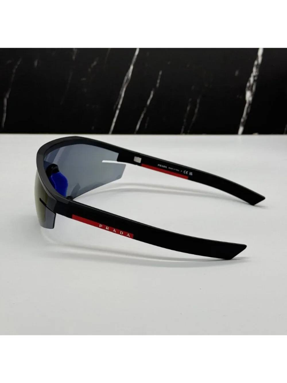 Prada Linea Rossa PS03ZS 1BO05U Men Black Blue Sport Sunglasses Authentic NEW